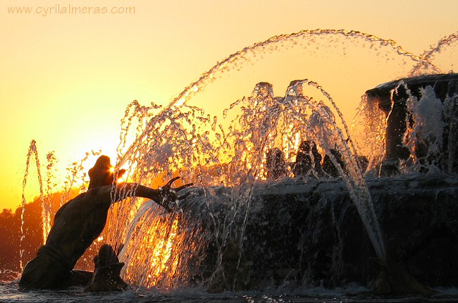 Sunset on Versailles' Latona fountain