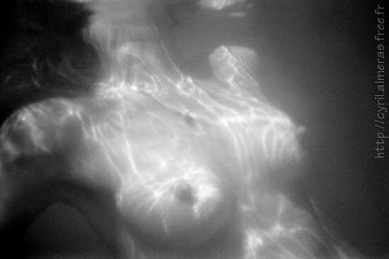 Underwater artistical black and white nude