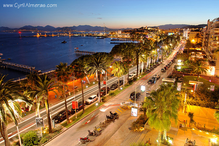 croisette baie cannes suquet esterel nuit