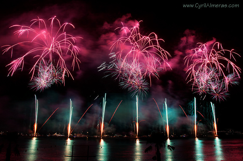 feu artifice rose cyan