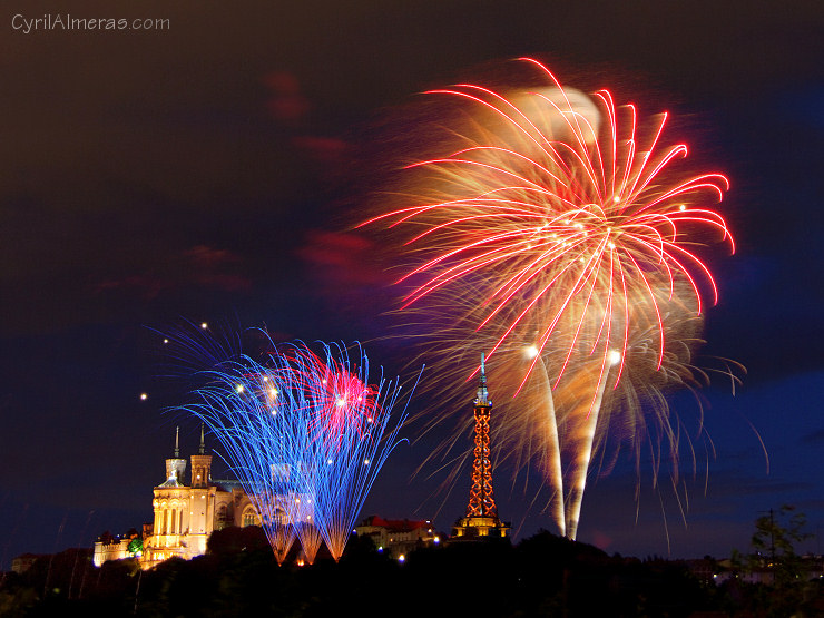 Feu d'artifice du 14 juillet à Lyon