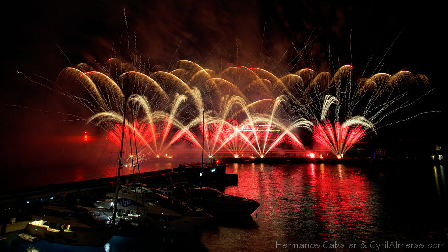 red fan shaped fireworks