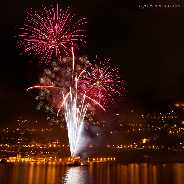 pink gold silver fireworks display