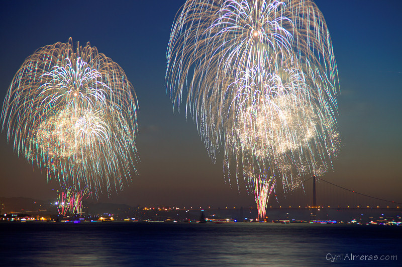 Feu artifice San Francisco Pont golden gate bridge