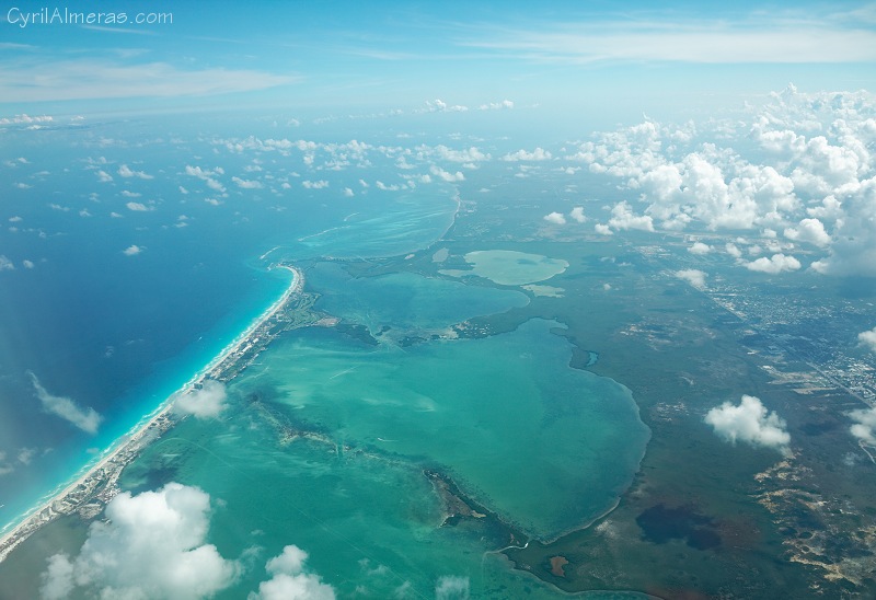 cacun beach from plane