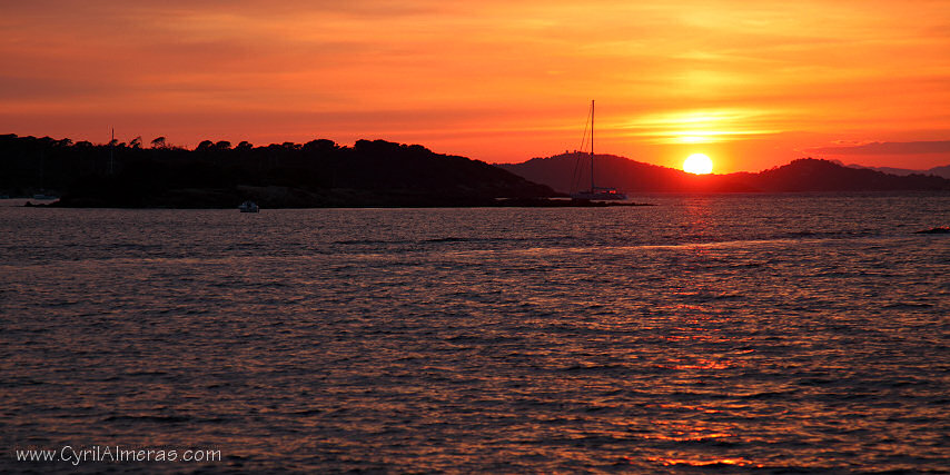 coucher soleil mer ile porquerolles
