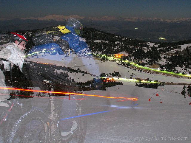 Descente en VTT des pistes de ski de Gréolière la nuit