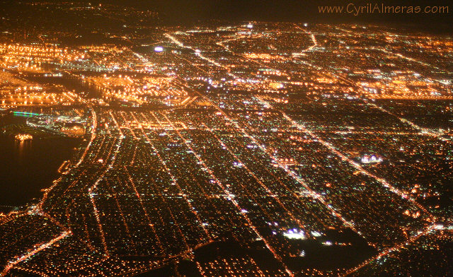 los angeles by night from above